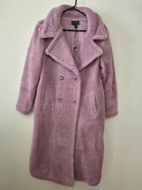 G by Giuliana Black Label Double Breasted Teddy Coat in "Lilac Pink"-Size XS